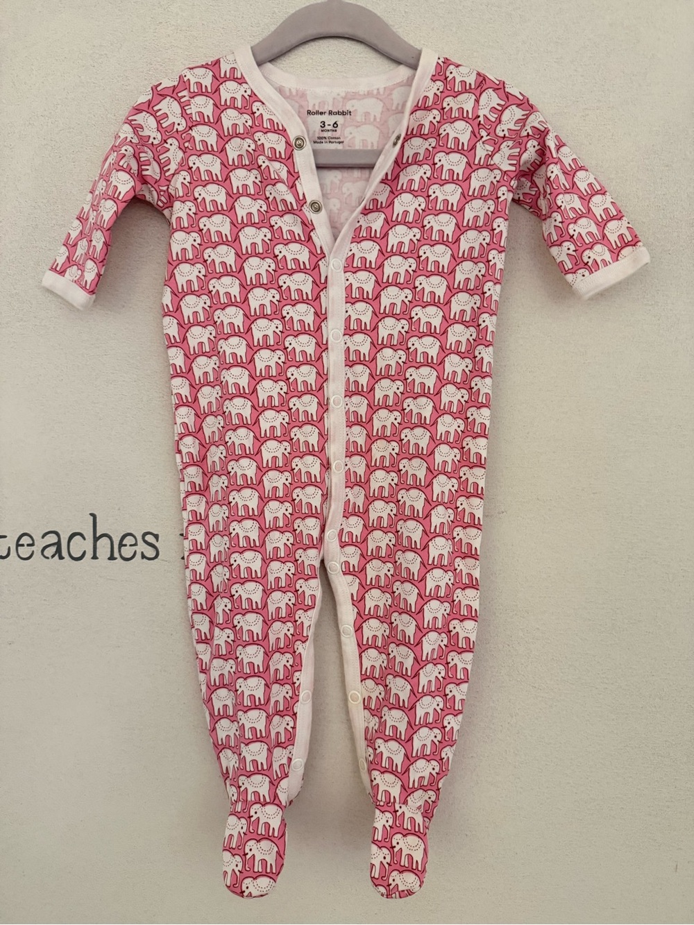 Roller Rabbit Pink Elephant Kids Footie